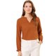 thumbnail image 1 of Blusa con cuello en V Allegra K con volantes y puntos suizos ahuecados para mujer Marrón M, 1 of 6
