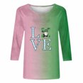 thumbnail image 4 of Meichang T-Shirts de la Saint-Patrick pour Femmes Manches 3/4 Hauts Graphiques Trèfle Chanceux T-Shirts Col Rond Coupe Ample Hauts T-Shirts de la Saint-Patrick en Liquidation, 4 of 5
