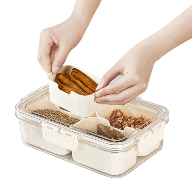 Organizador Platos para Refrigerios Transparente Caja Portátil Con Tapa Y Asa
