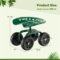 thumbnail image 3 of 360° Green Garden Rolling Workseat: Adjustable Height Swivel Seat, Heavy-Duty Metal Frame, 7" PP Tires for Outdoor Yard Work & DIY Tasks, 3 of 10