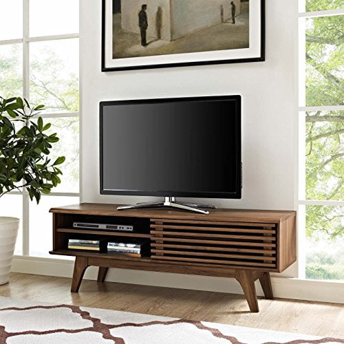 Modway Render 48" Mid-Century Modern Low Profile Media Console TV Stand, 48 Inch, Walnut