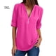 thumbnail image 1 of Sonducket - Camisa de manga corta con cuello en V para mujer con cremallera decorativa Prendas para la parte del cuerpo Rosa roja 5XL, 1 of 2