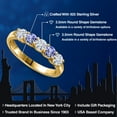 thumbnail image 2 of Gem Stone King 18K Yellow Gold Plated Silver White Moissanite and Blue Tanzanite Wedding-Bands Ring for Women | 0.84 Cttw | Round 3.5MM | Gemstone Birthstone | Size 5, 2 of 7