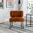 thumbnail image 2 of Nursery Rocking Chair, Faux Fur Plush Upholstered Glider Rocker Chair with Metal Base, Comfy Rocking Accent Chair Armchair for Living Room Bedroom Office, Caramel, 2 of 7