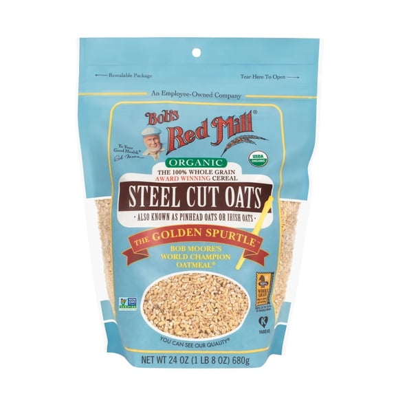 Bob's Red Mill Organic Steel Cut Oats, 24oz (Pack of 1) - Non GMO, Whole Grain, Vegan, Kosher
