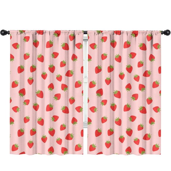 Blackout Kids Curtains,Strawberry and Dot Pink Pattern Children's Insulated Curtains Set Of 2,Bedroom Essentials,Toddler Room Decor 52"x84"