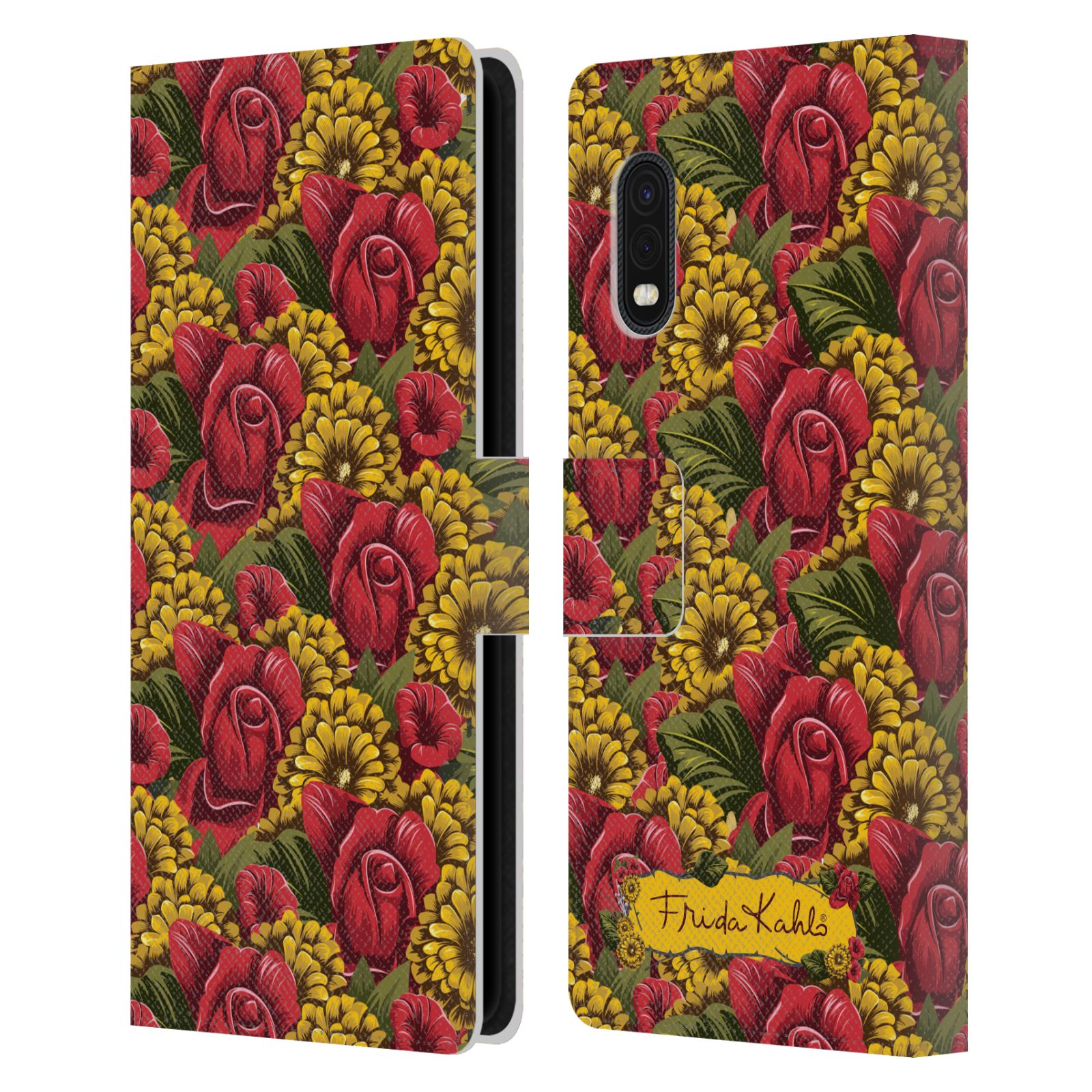 Head Case Designs Officially Licensed Frida Kahlo Red Florals Pattern Leather Book Wallet Case Cover Compatible with Samsung Galaxy Xcover Pro