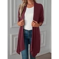 thumbnail image 2 of Luxtrada Women's Draped Front Open Cardigan Casual Long Sleeve Lightweight Cardigan (Red,S), 2 of 4