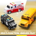 thumbnail image 2 of Vroomix Juego de 3 vehículos de emergencia y vehículos escolares - Ambulancia de coche de policía accionado por fricción y autobús estudiantil con luces y sonidos - Juguetes educativos y seguros para, 2 of 5