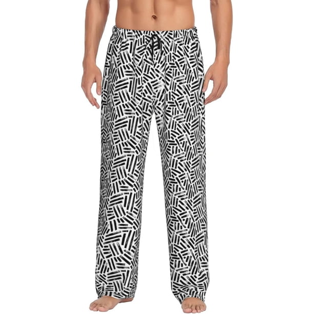 Fotbe Weave Geometric Pantalones de Pijama para Hombre, Pantalones de Dormir, Pantalones de Casa con Cintura Ajustable y Bolsillos-Small