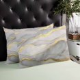 thumbnail image 4 of Yellow Golden Marble Throw Pillow Cover 12 x 20 Inch Decorative Pillow Cover Nature Marble Crack Abstract Lumbar Pillowcase Seasonal Rectangle Cushion Case for Couch Sofa Bed Living Room, 4 of 7