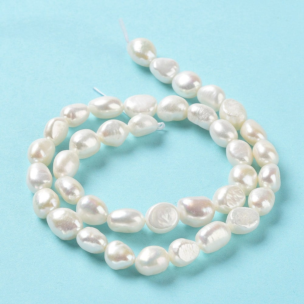 1Strand Natural Cultured Freshwater Pearl Beads Strands Grade 6A Seashell Color 9~10x8~9x8~9mm Hole: 0.6mm about 36~37pcs/strand