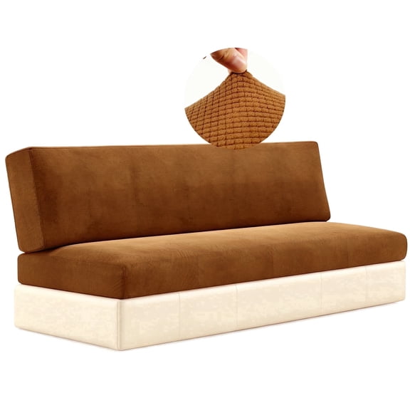 Xbaiyanr 2 Piece RV Couch Covers for Sofa Bed, Stretch Elastic Camper Slipcover for RV Jackknife Sofa Bed, Washable Anti-Slip Furniture Protector, Pet Friendly & Wrinkle Free (Brown)