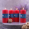 thumbnail image 3 of Hosley 6" High Red Unscented Pillar Candle, Set of 4, Hand-Poured, Long Clean Burning, 3 of 9