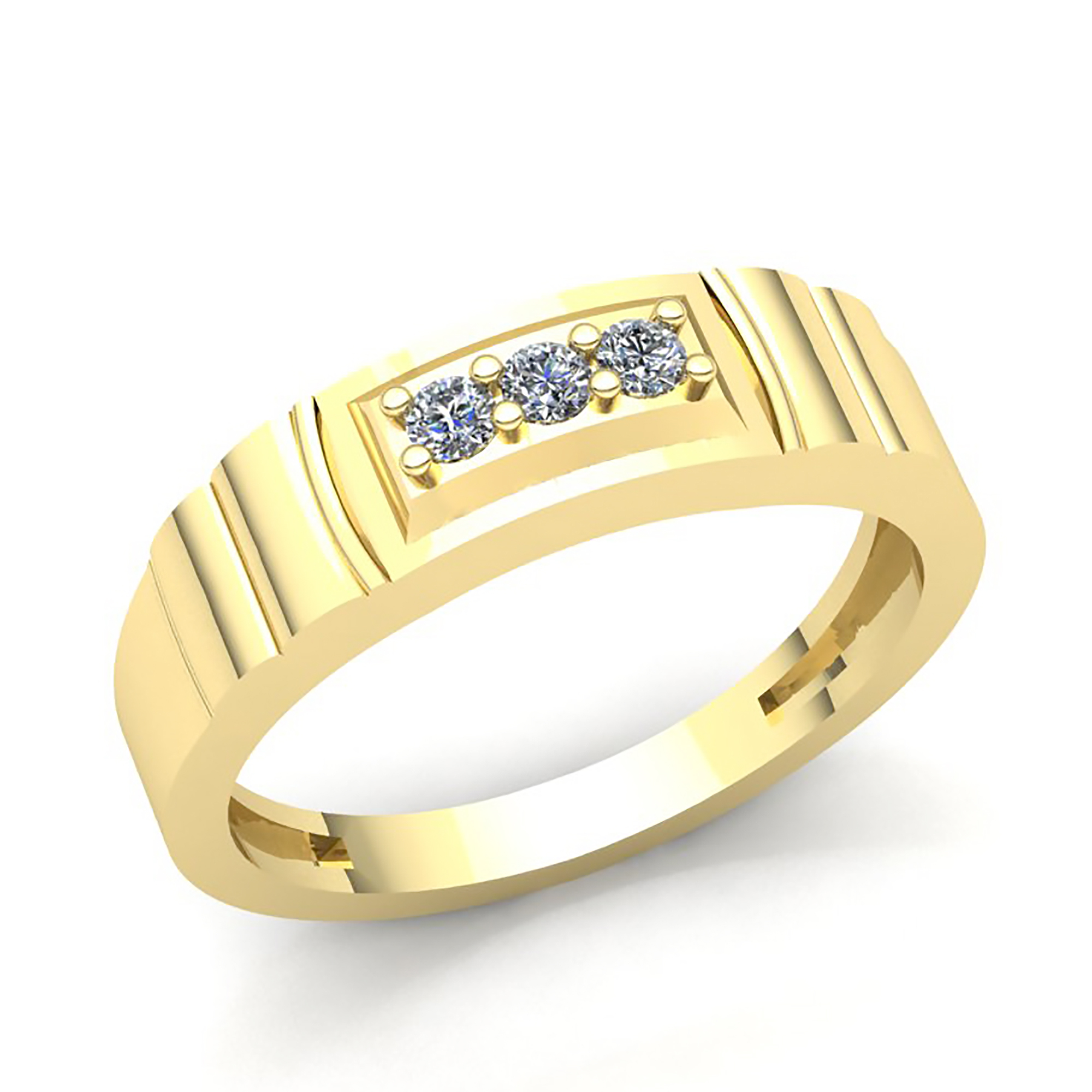 10K Yellow Gold Men’s Diamond Band – 0.03 Carat Round White Diamonds, Wedding/Anniversary Ring - View #14