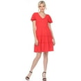 thumbnail image 1 of White Mark Women's Short Sleeve V-Neck Tiered Dress, 1 of 6