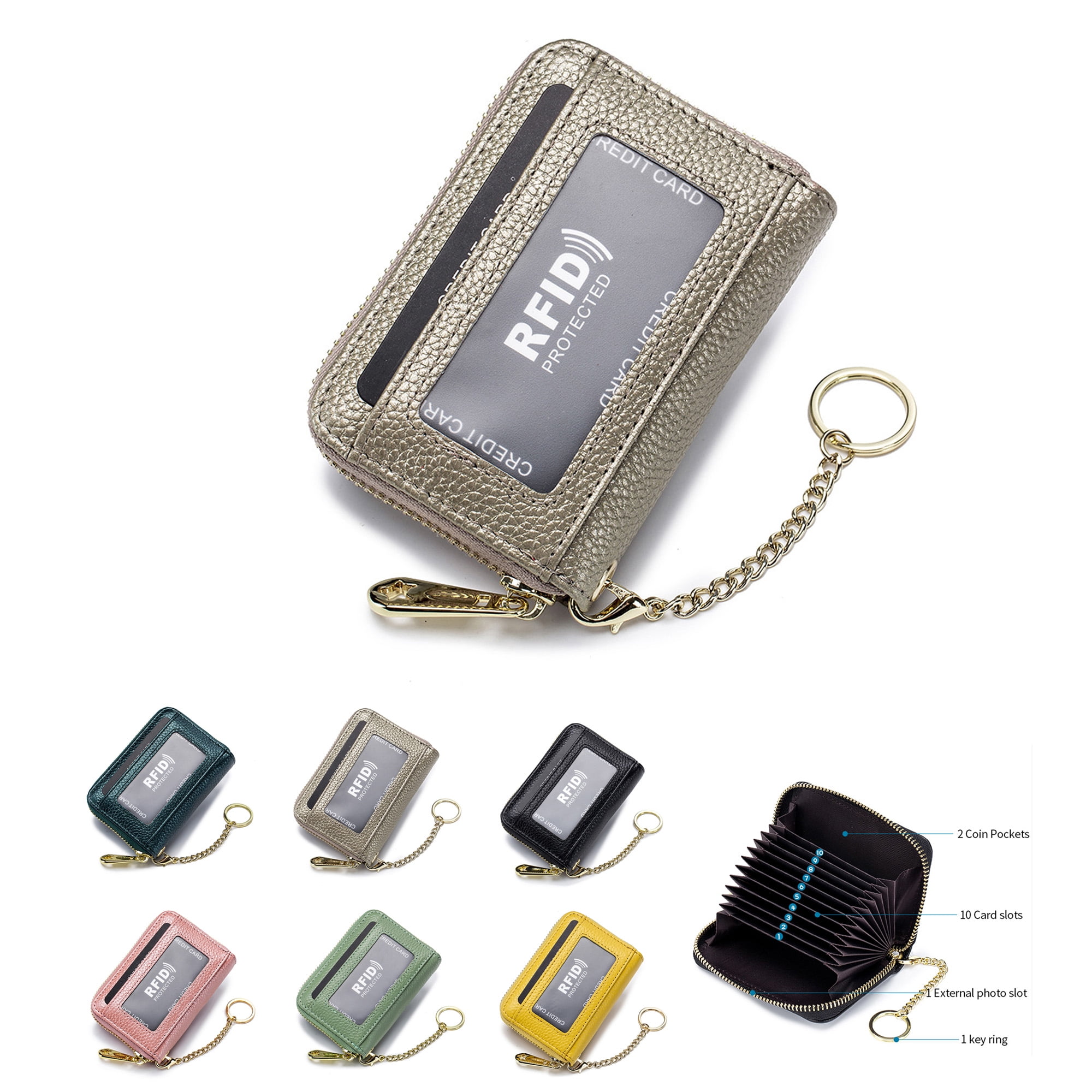 AntiRFID Scanning Card Holder Blocking Hard Case Wallet,Golden