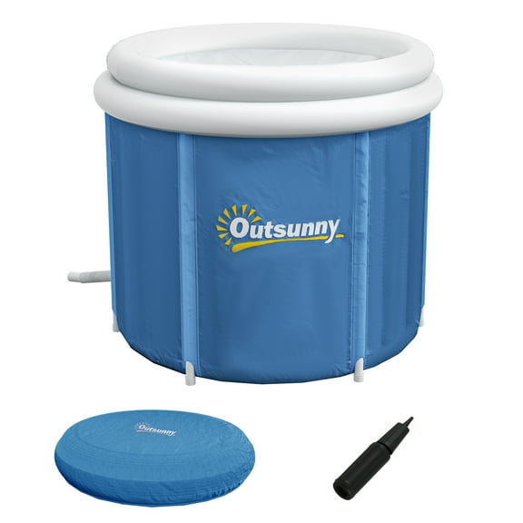 CoSoTower Ice Bath Tub, 79 Gallon Outdoor Portable Cold Plunge Tub with Thermo Lid, Cover and Carry Bag for Athletes Recovery and Cold Water Therapy, Dark Blue