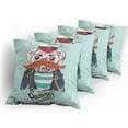 thumbnail image 5 of Ambesonne Pug Throw Pillow Cover 4 Pack, Captain Dog with Hat Jacket, 18", Pale Blue Navy Blue, 5 of 7