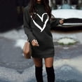 thumbnail image 2 of HJYCHN Women Plus Size Sweater Dress Round Neck Long Sleeve Solid Color Casual Winter Autumn Holiday Comfortable Knit Black M, 2 of 4
