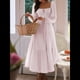 thumbnail image 4 of Vestido Bohemio Informal para Mujer, Estilo Resort, con Escote en U, Mangas Abullonadas y Corte A Rosa XL, 4 of 9