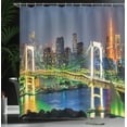 thumbnail image 4 of Ambesonne Scenery Shower Curtain, Tokyo Skyline Japanese, 69"Wx84"L, Green Navy, 4 of 5