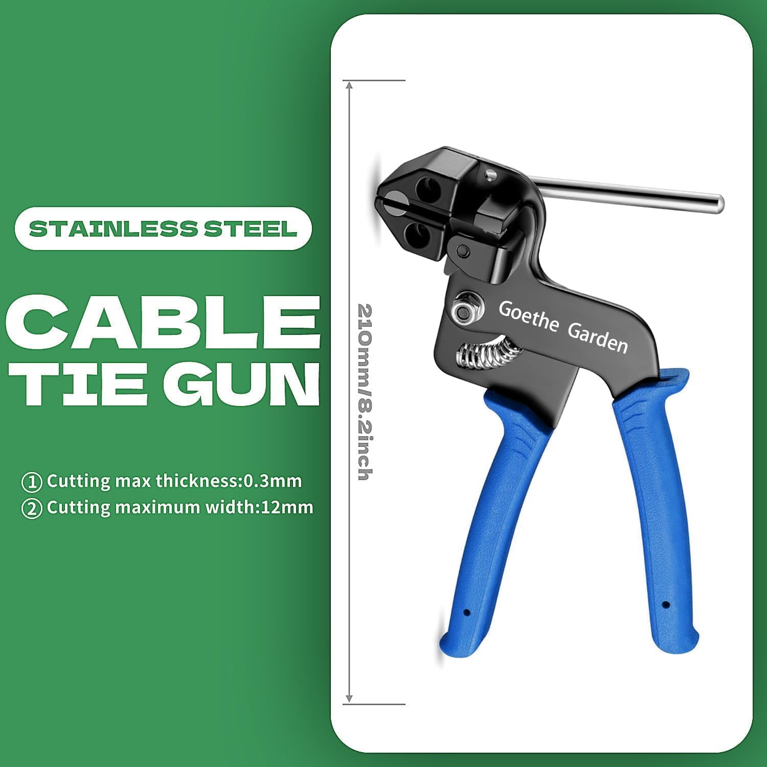 WCT322 Stainless Steel Cable Tie Gun for Fastening and Cutting up to 12mm Width Cable Ties,4 Size For Multi-purpose Cable Ties, Suitable For Fixing Fences, Pipes, Etc. Outdoor.