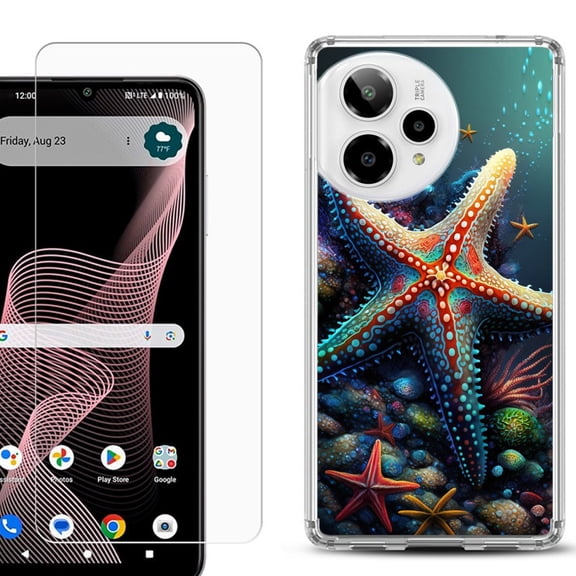 Phone Case for ATT Verge 2 5G, with Screen Protector, by OneToughShield - Starfish