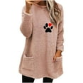 thumbnail image 2 of Blouses pour Femmes Habillées Décontractées, Col Rond et Hiver, Imprimé Ample, Poche, Chaudes, Manches Longues, Hauts pour Femmes en Liquidation, 2 of 4