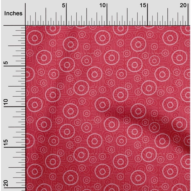 oneOone Georgette Viscose Fabric Geometric & Circle Block Print Sewing Fabric BTY 42 Inch Wide