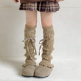 thumbnail image 2 of REDARER Girls' Leg Warmers - Knit Knee-High Socks with Cross Ties, Cozy Japanese-Style Winter Leggings, 2 of 3
