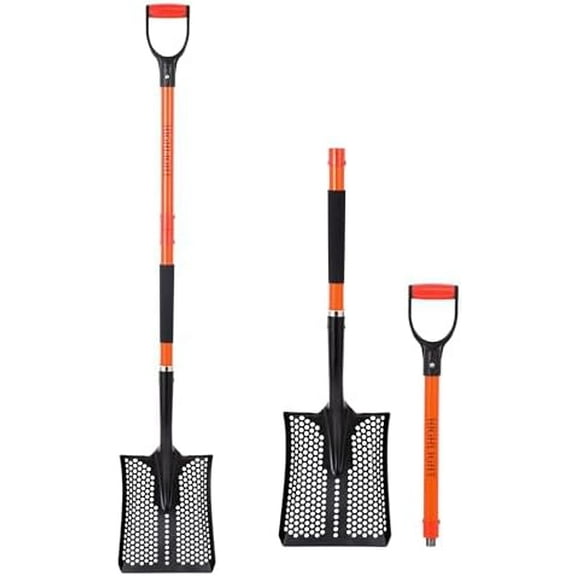 Detachable Sifting Shovel - 45 Inch Sand Sifter with Ergonomic D-Grip Handle for Beach, Garden & Farm Cleaning - Fiberglass Handle & Powder Coated Steel$$Garden & Patio