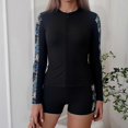 thumbnail image 2 of 3pieces Women Long Sleeve Swimsuit Front Zippered Rashguard Swim Top Sports Bra And Trunks Women Surfing Bathing Suit Pink Xl, 2 of 5
