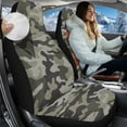 thumbnail image 2 of Uorisanigo Car Front Seat Covers, 2PCS Premium Gray Camouflage Vehicle Seat Cushions, Breathable Coral Fleece Cloth Car Accessories Universal for SUVs, Trucks, Cars, 2 of 7