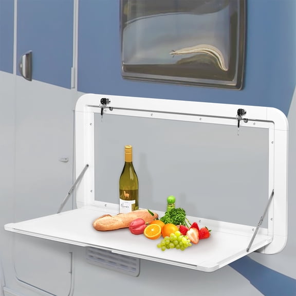 Foldable Wall-Mounted RV Dining Table, Aluminum Alloy 600×420mm with Lock & Key, Space-Saving Table for Camper Vans and Outdoor Use
