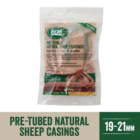 LEM Products Pre-Tubed Natural Sheep Sausage Casings 19-21mm, Stuffs 20 lbs
