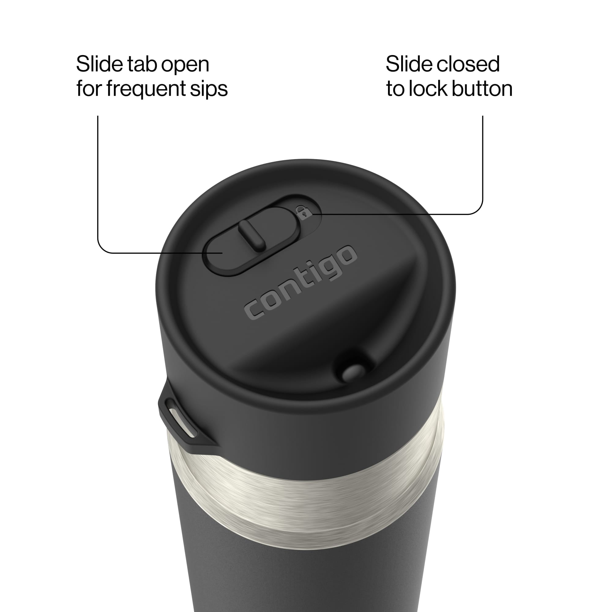 Contigo 18oz AutoSeal Insulated Stainless Steel Water Bottle, Licorice Black/Silver