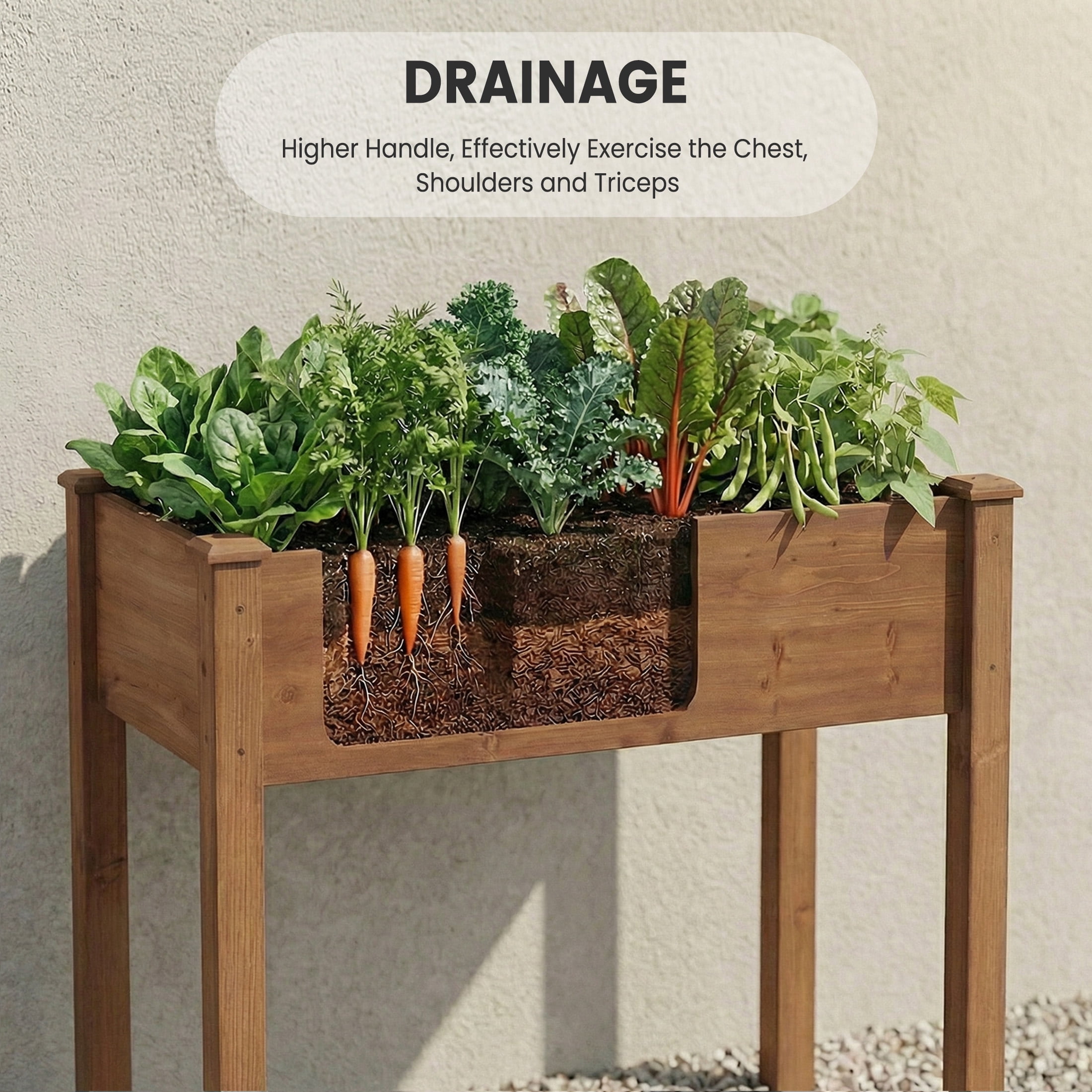 EDX Wooden Raised Garden Bed, Outdoor Planter Box Kit for Vegetables, Flowers and Herbs,Brown