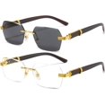 thumbnail image 3 of Gafas de sol Retro sin montura rectangulares para mujer y hombre, gafas de sol Vintage sin marco, gafas tintadas cuadradas sin marco a la moda, 3 of 5