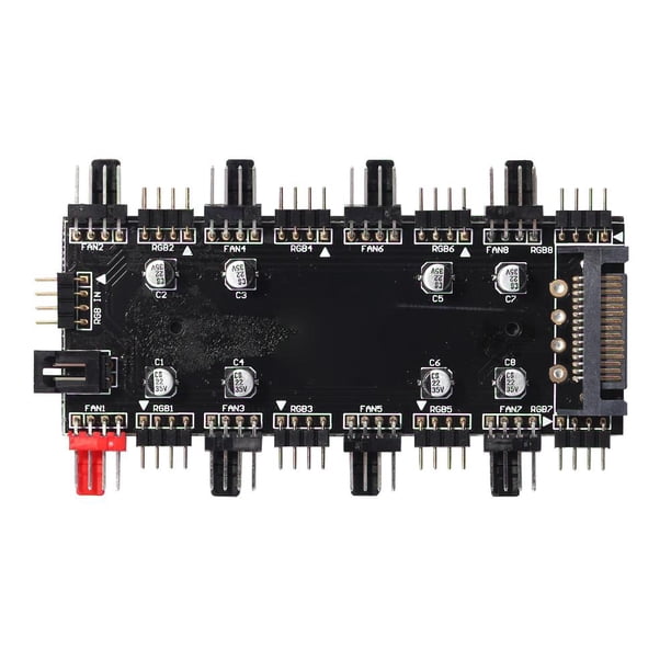 Divisor multidireccional de 1 a 8 RGB PWM HUB 12V/4 pines para placa base de ventilador (SATA)