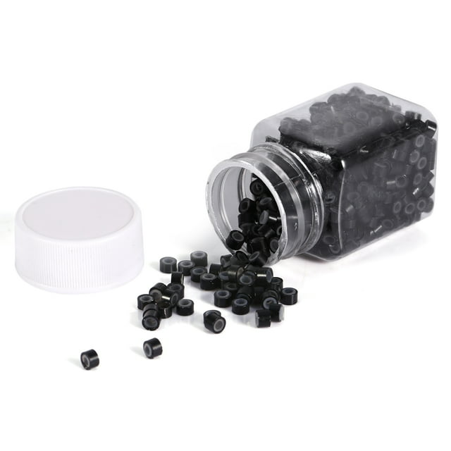 Cuentas de extensión de cabello, 500 piezas/botella, anillos de extensión de cabello de plumas forradas de silicona, herramientas de extensión de cabello, apariencia llamativa