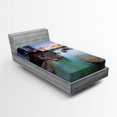 thumbnail image 1 of Ambesonne Nautical Fitted Sheet, Romantic Lake Sunset, Twin XL Size, Blue Grey, 1 of 2
