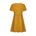 thumbnail image 5 of Women Plus Size Dresses Summer Solid Color Round Neck Short Sleeve Cotton Linen Dress, 5 of 5