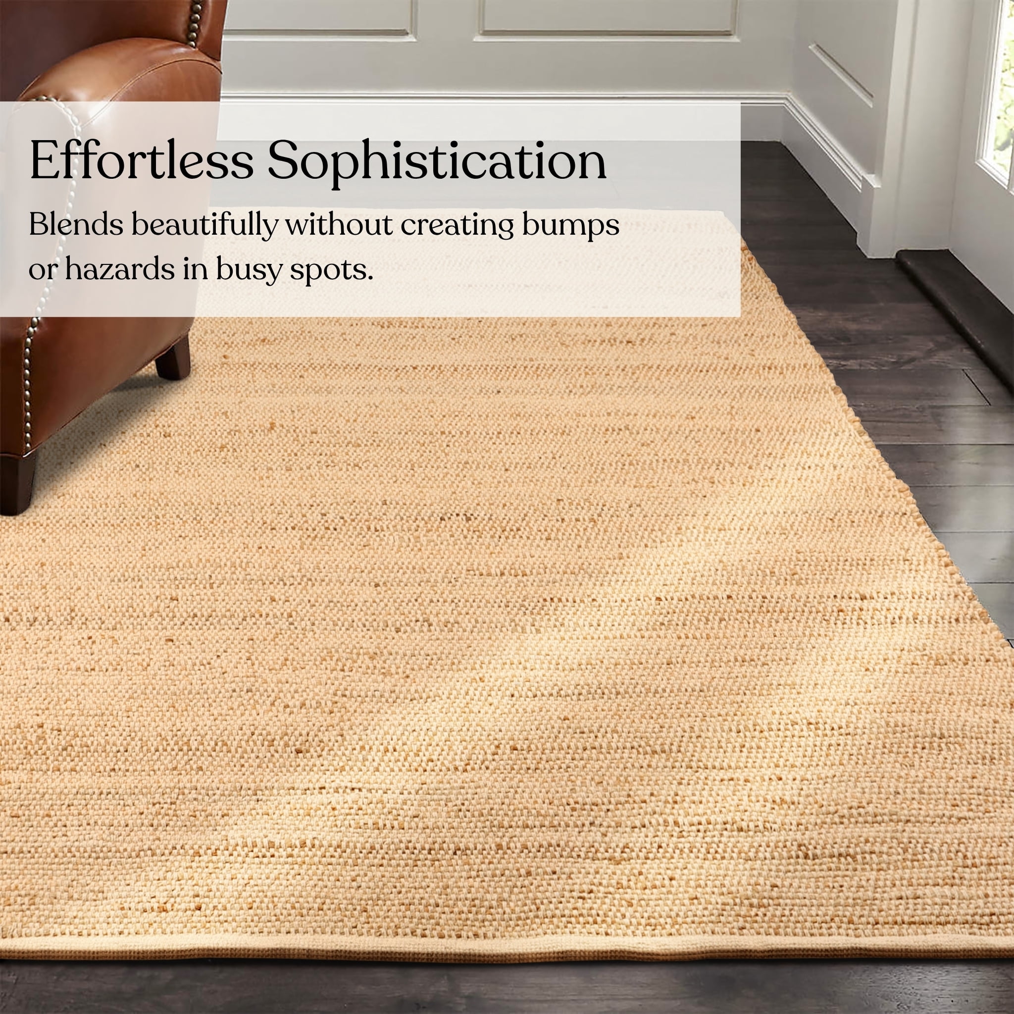 Delara Handwoven Jute and Cotton Area Rug – Natural Rug, Farmhouse Accent Rug for Living Room, Bedroom, or Entryway – Sustainable, Flatweave, Natural , 4' X 6'