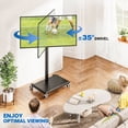 thumbnail image 4 of TAVR Furniture 32 to 60 inch Mobile TV Cart Stand, Tall Floor Rolling TV Stand with Swivel Mount, Height Adjustable Black, 4 of 10