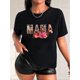 thumbnail image 1 of Especial del Día de la Madre: Camiseta informal negra con estampado floral y leopardo "MAMA" para mujer. Algodón suave, cuello redondo, manga corta, lavable a máquina., 1 of 7