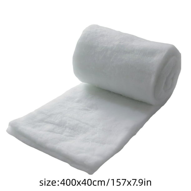 Rollo de manta de nieve navideña de 40 x 200 cm | Alfombra de nieve artificial de fibra artificial para decoración de pueblos navideños y invierno | Fondo de paisaje nevado de poliéster blanco
