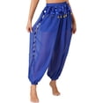 thumbnail image 5 of Zaldita Women Belly Dance Harem Loose Pants Arabic Halloween Pants Yoga Pilates Trousers Royal Blue One Size, 5 of 7