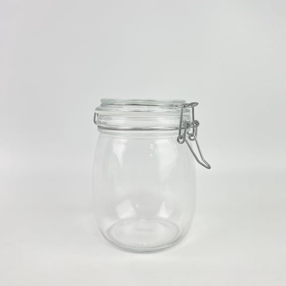 Qjimoge Kitchen containers,25oz Airtight Glass Canisters with Lids, Round Food Storage Jar Container with Clamp Lids for Kitchen Canning Cereal Coffee Pasta Sugar Beans Spice, Clear Mason Jars