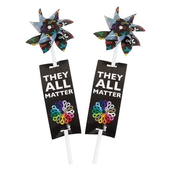 Cancer Awareness Pinwheel With Card - Party Favors - 36 Pieces